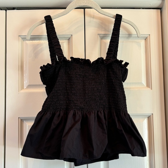 Topshop smocked peplum, open back section top, M - Picture 1 of 11